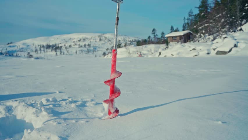 Ice Drill For Winter Fishing - Close Up Shot