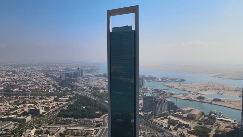 Abu Dhabi - UAE Corniche (Break Water) and Marina, Ettihad Towers, Marina Mall and Presidential Palace - Drone Video