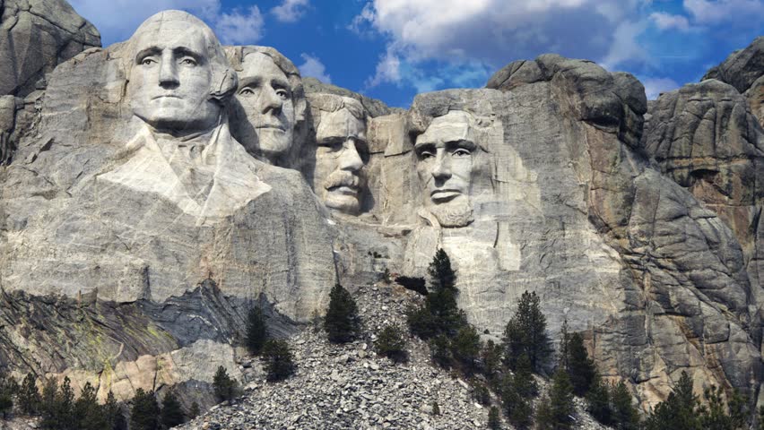 Mount Rushmore National Memorial in South Dakota. Time lapse 4k Video
