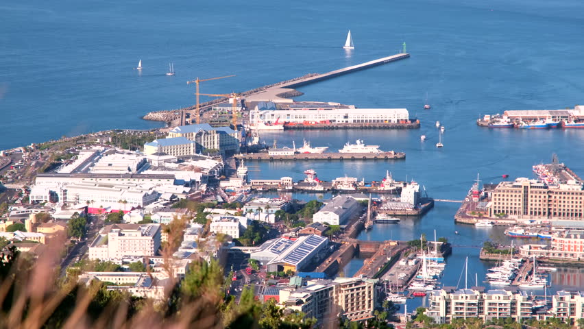 Top view from Signal Hill drive over Victoria and Alfred waterfront in Cape Town