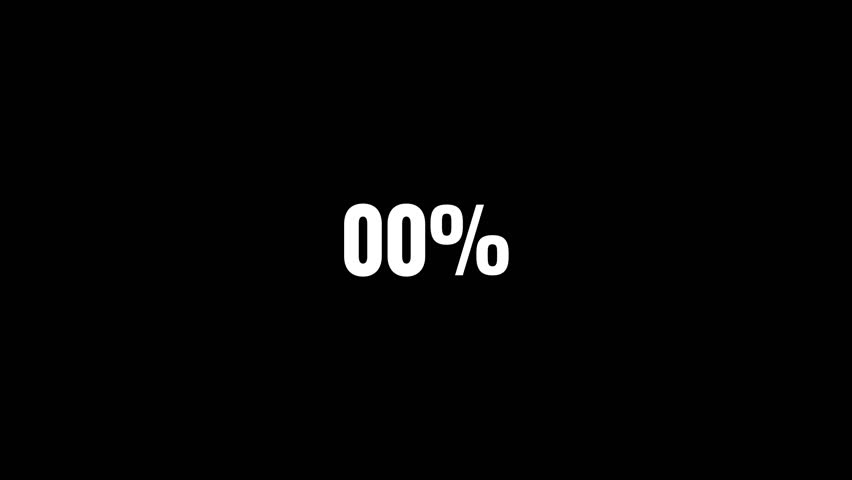 Dynamic 0% to 100% counter on a black backdrop with motion effects. Excellent for startup funding milestones, cryptocurrency trends, business expansion goals, and financial projections