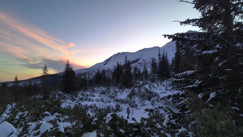 Winter scenery of the Tatra Mountains in early morning, Poland
