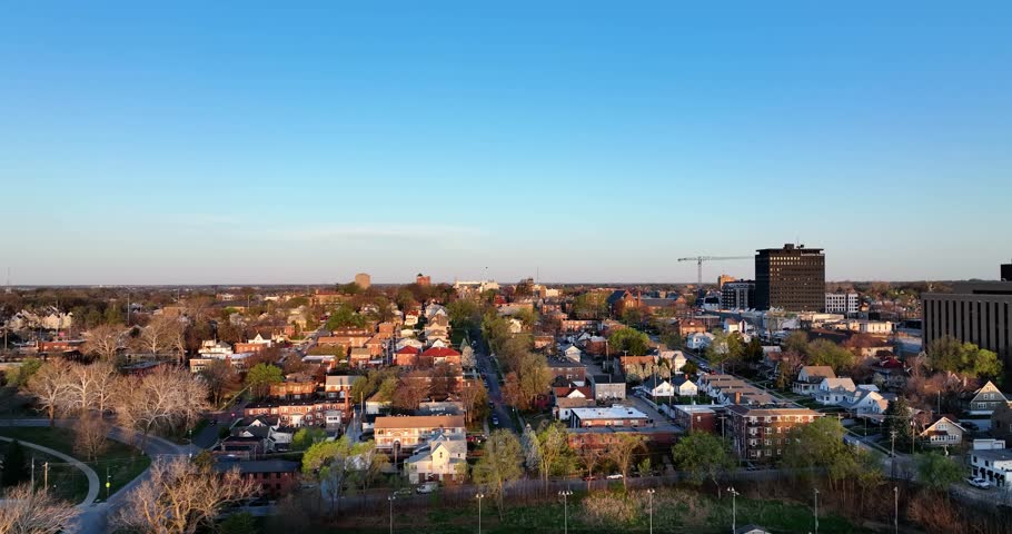Drone view of a beautiful morning in Omaha, Nebraska