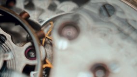 A macro shot of an antique pocket watch mechanism, showcasing the intricate gears and components. The watch slowly rotates, revealing the detailed engineering of this vintage timepiece. - Powered by Shutterstock - Get 15% off with code: PIKWIZARD15