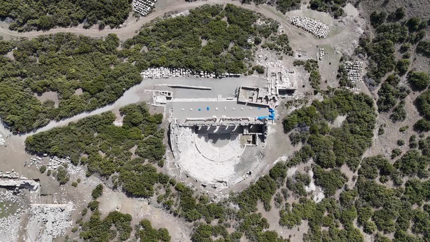 Aerial view of Kibyra ancient city. Burdur, Turkey