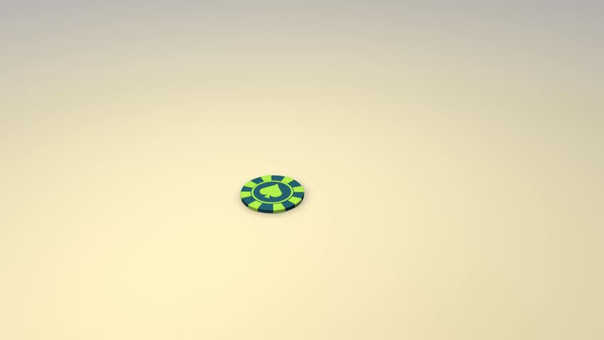 Group of poker chips on green table, closeup