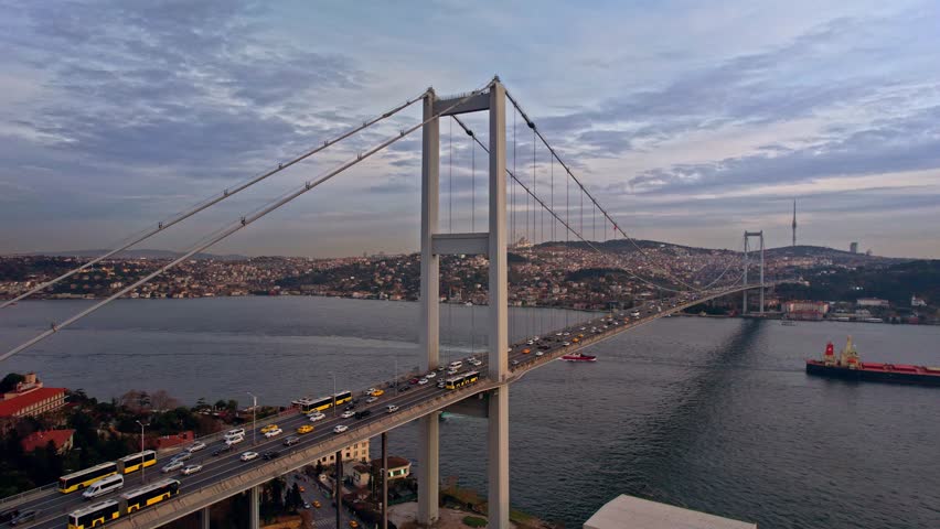 Istanbul Cityscape and Bosphorus Bridge 