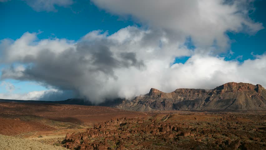 Clouds time lapse over volcano in Tenerife