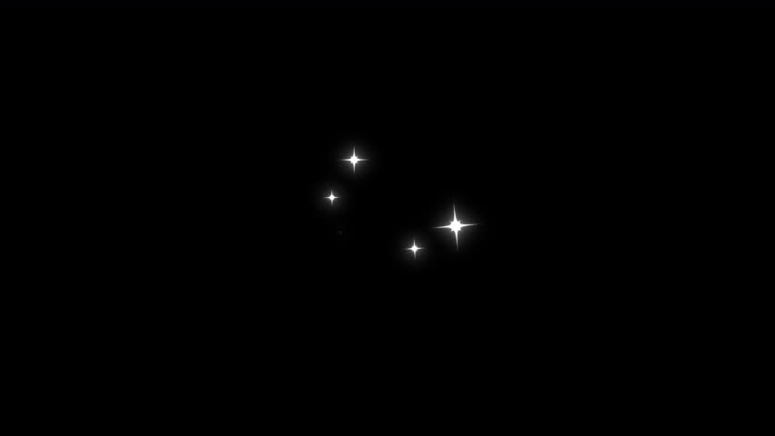 Twinkling Stars Animation on Transparent Background. Blinking Star Loop. Sparkling Light Effect 4K.