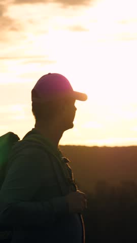 man person with backpack mountaineer walking enjoying nature sunset, hiking, male outdoor recreation mountains, sunset sky mountains, man person backpack hiking, man person walking sunset