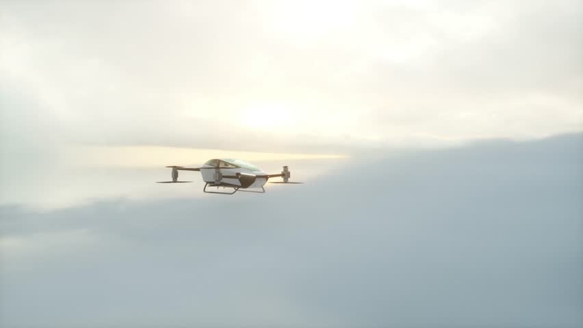 flying copter car, drone with people. future concept.