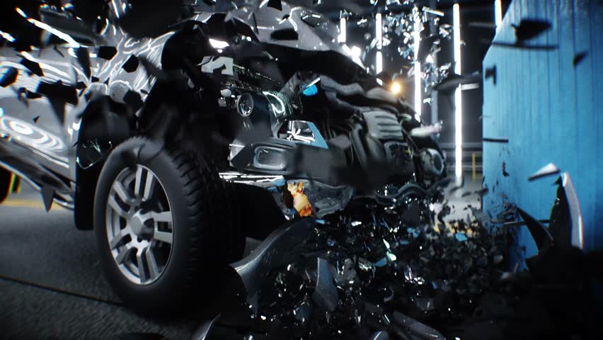 car crash test stop time. safety concept.