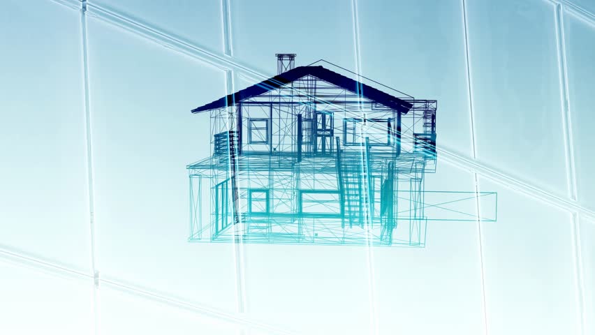 background architectural layout concept schematic drawing of  house  rotates loop 3d rendering