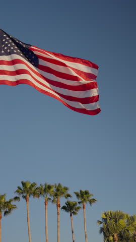Vertical Screen: American flag moving in slow motion, representing strength, service, and honor. Captured in 120fps for use in military, veteran, or official ceremonial contexts.