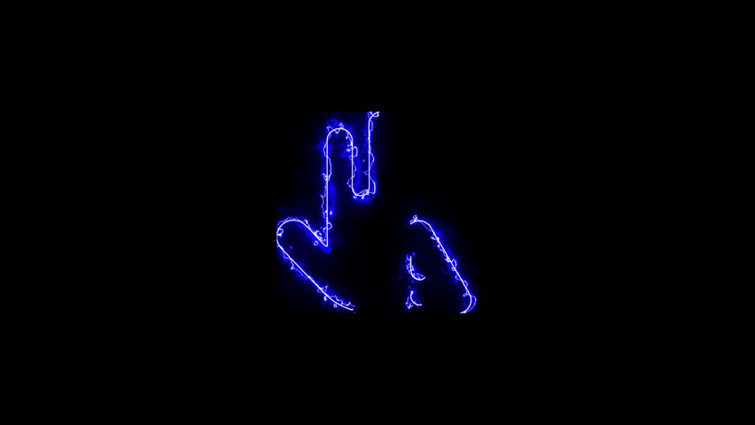 neon hand danger icon animation on black background,