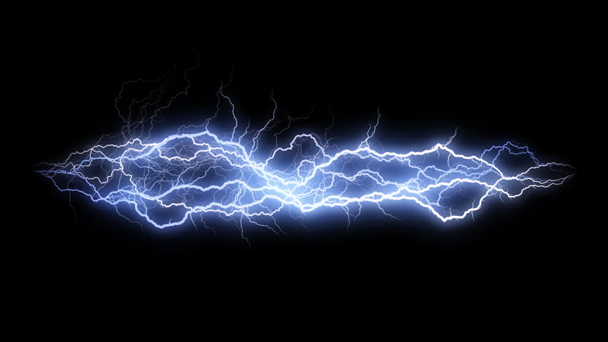 Striking bright electric lightning bolt. Glowing thunderbolt animation. Powerful energy. Loop. Embedded alpha channel