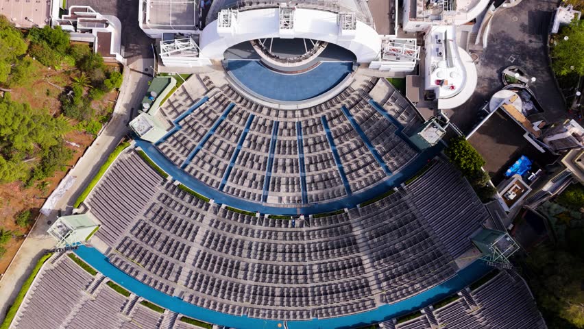 Aerial Top View of Hollywood Bowl Amphitheater in Los Angeles California USA
