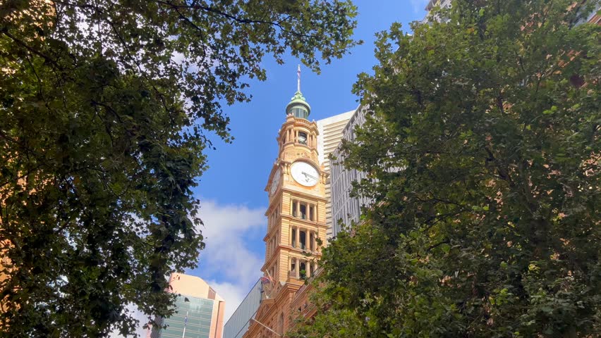 The clock tower of the General Post Office a heritage-listed landmark building located in Martin Place, Sydney, New South Wales, Australia.