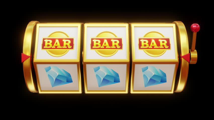Slot machine: transparent background with alpha chanel. 3D animation 4k.