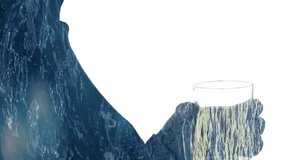 Hydration diet. Aqua refreshment. Profile double exposure silhouette of satisfied woman drinking mineral water isolated on white copy space background. - Powered by Shutterstock - Get 15% off with code: PIKWIZARD15