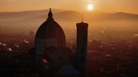 Aerial orbit around Florence Duomo as sunrise casts dramatic shadows - Powered by Shutterstock - Get 15% off with code: PIKWIZARD15