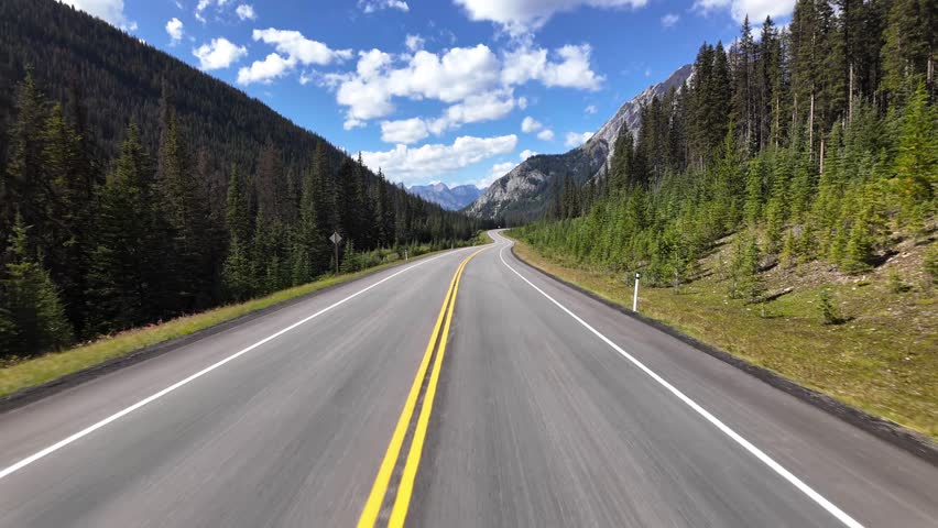 Scenic Mountain Highway Drive: A Breathtaking Journey. British Columbia, Canada.