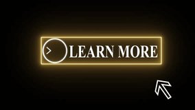 Glowing neon yellow color white text cursor animation. design is learn more button vector sign, symbol, pointing towards download button in looping with transparent background. - Powered by Shutterstock - Get 15% off with code: PIKWIZARD15