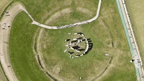 Overhead birds eye drone aerial view Stonehenge prehistoric structure on Sainsbury plain - Powered by Shutterstock - Get 15% off with code: PIKWIZARD15