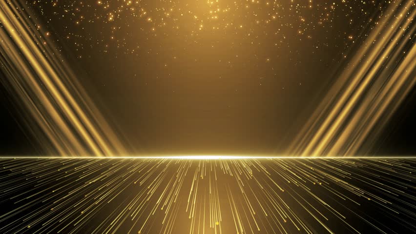 golden light special effects background，Particle light background video，particle light awards stage background，Awards ceremony stage background video