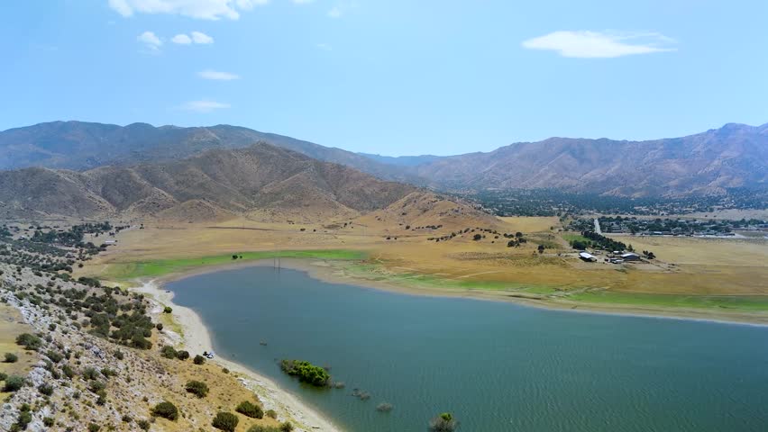 Mountain Ridges Around Lake Isabella In Kern County, California, United States. Aerial Drone Shot