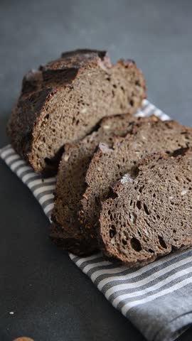 Black bread cereal whole grain bakery product  dish fresh gourmet food background on table rustic food top view copy space