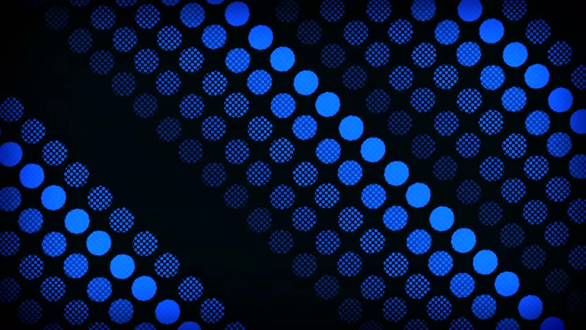 Dotted blue Led floods dots lights circles animation 3d technology abstract modern background, neon flashing tunnel, blinking flash lights stage backlights copy space for logos, titles wall backdrop