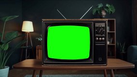 Old green screen TV turning on with green screen television for video masking retro vintage TV with glitch effect green screen - Powered by Shutterstock - Get 15% off with code: PIKWIZARD15
