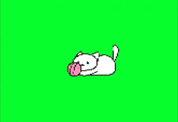 Animation Cats 8Bit 4K, Green Screen Background