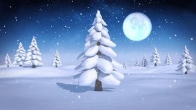 Snow-covered trees with Christmas Time text over starry night sky animation. Winter, festive, holiday, celebration, merry, magical - Powered by Shutterstock - Get 15% off with code: PIKWIZARD15