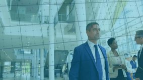 Observing financial graph animation, businessman in suit in modern office building. Finance, analysis, corporate, technology, economy, trading - Powered by Shutterstock - Get 15% off with code: PIKWIZARD15