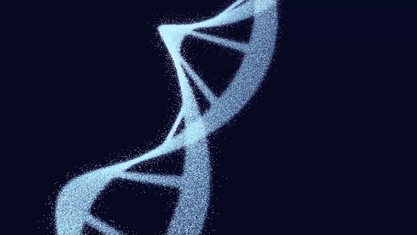 Abstract digital rotating dna molecule on futuristic shiny copy space background. Abstract glittering DNA double helix with depth of field rotating. - Powered by Shutterstock - Get 15% off with code: PIKWIZARD15