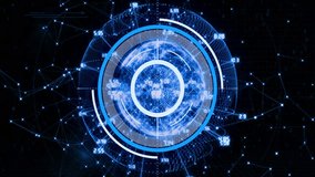 Futuristic digital interface with circular patterns and binary code animation. Technology, data, cyberspace, virtual, innovation - Powered by Shutterstock - Get 15% off with code: PIKWIZARD15