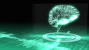 Animation of digital brain with mathematical formulas on green futuristic interface. Technology, artificial intelligence, cybersecurity, mathematics, innovation, digital transformation - Powered by Shutterstock - Get 15% off with code: PIKWIZARD15
