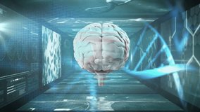 Futuristic digital brain with data processing animation in virtual environment. Artificial, intelligence, technology, innovation, cyber - Powered by Shutterstock - Get 15% off with code: PIKWIZARD15