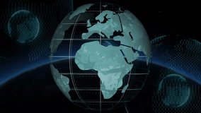 Digital globe with data processing animation over Earth from space. Technology, innovation, global, network, futuristic, connectivity - Powered by Shutterstock - Get 15% off with code: PIKWIZARD15