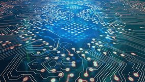 Glowing neon blue text Tap Here on futuristic circuit board animation. Technology, innovation, digital, cyber, electronic, interface - Powered by Shutterstock - Get 15% off with code: PIKWIZARD15