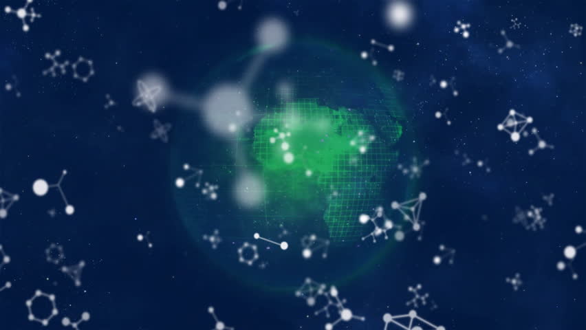 Animation of Earth with digital network and molecular structures in space background. Globe, technology, connectivity, futuristic, data, communication - Powered by Shutterstock - Get 15% off with code: PIKWIZARD15