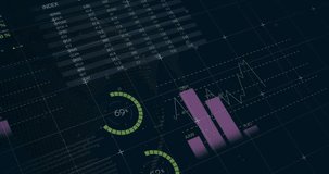 Displaying financial data analysis, pie charts and graphs over world map animation. Finance, analytics, data visualization, global, statistics, economy - Powered by Shutterstock - Get 15% off with code: PIKWIZARD15