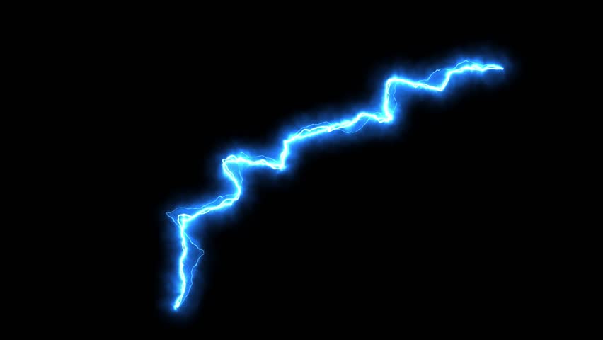 Lightning effect, electricity 3d effect, blue light force effect, Blue Lightning flash Thunderbolt isolated on black background, Electrical Storm. Loop Animation, Lightning blast
