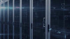 Animation of social media notification icons floating over server racks in data center. Technology, networking, cloud, communication, internet, digital - Powered by Shutterstock - Get 15% off with code: PIKWIZARD15