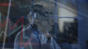 Wearing VR headset, person experiencing digital network animation in school setting. Technology, virtual reality, education, immersive, innovation, interactive - Powered by Shutterstock - Get 15% off with code: PIKWIZARD15