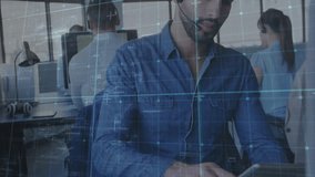 Customer service representative wearing headset processing digital data at work. Call center, support, communication, technology, professional, online - Powered by Shutterstock - Get 15% off with code: PIKWIZARD15