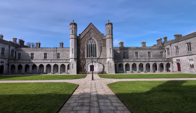 The University of Galway, quadrangle in Ireland, amazing architecture and landmark, medieval building