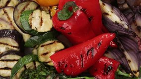grilled vegetables onion pepper mushrooms set on plate light surface top view rotation food - Powered by Shutterstock - Get 15% off with code: PIKWIZARD15